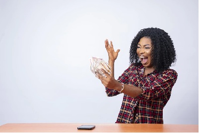 Beautiful black women holding money